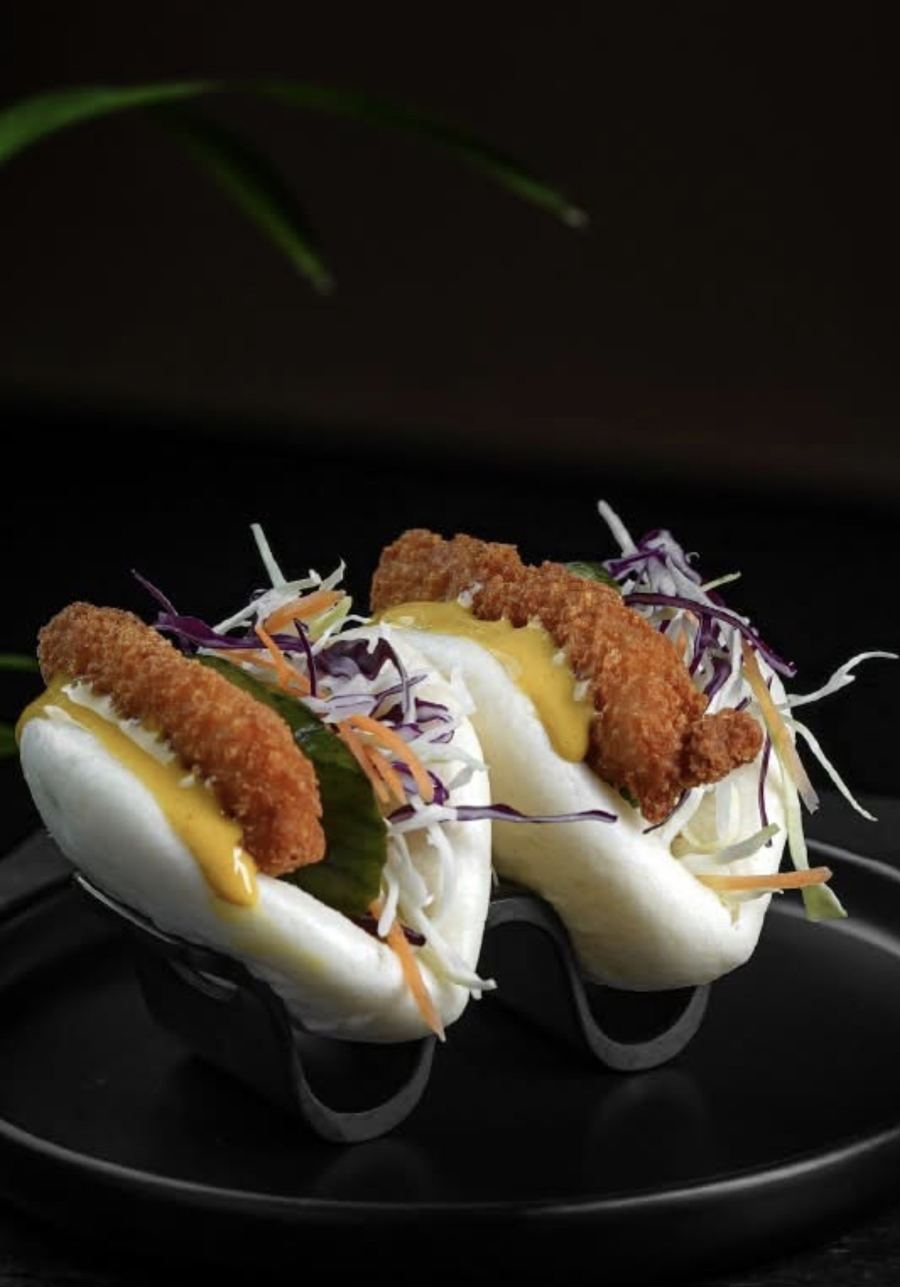 Crispy katsu in steamed buns